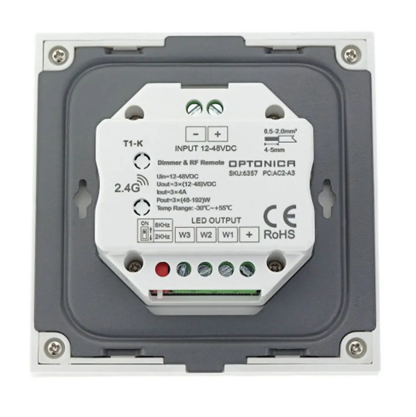 Controlador de Luminosidade / Dimmer de Parede Rotativo (12-24VDC) - Optonica 2