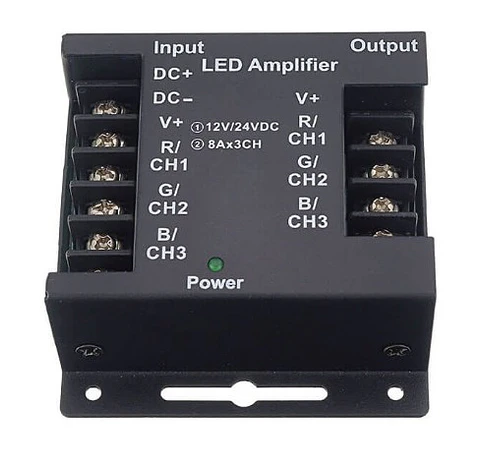 Amplificador de Sinal Metálico para Fita LED RGB 24A (12-24V) - Optonica