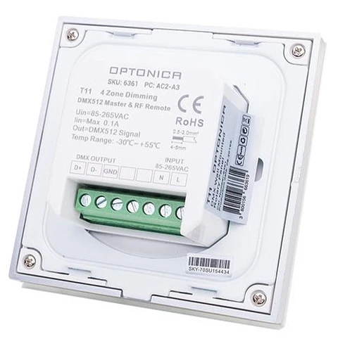 Comando de Parede Tátil 4 Zonas para Fita LED Monocolor (Dimmer) - Branco
