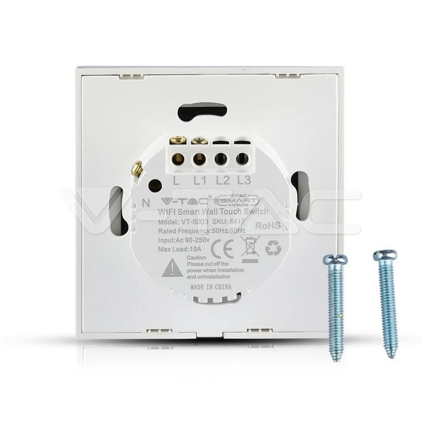 Interruptor de Parede Tátil Wi-Fi (3 Botões / Padrão UK) - V-TAC Branco 2