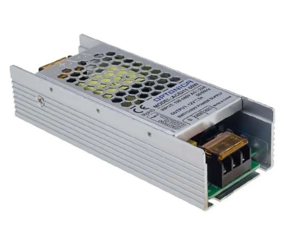 Fonte de Alimentação Metálica em Alumínio para Fita LED 60W (12V / 5A) 1