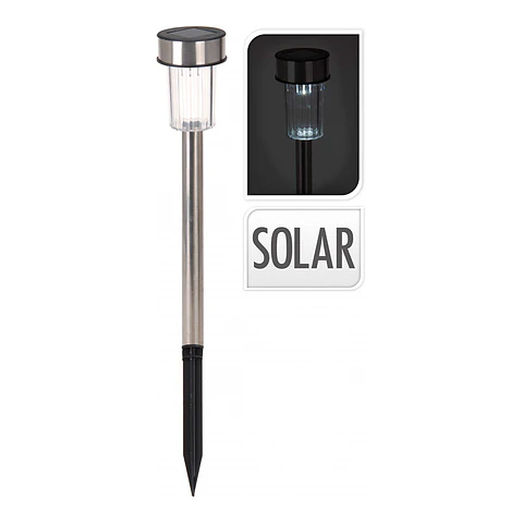 Estaca / Baliza Solar LED para Jardim 36cm em Inox (Cilindro)