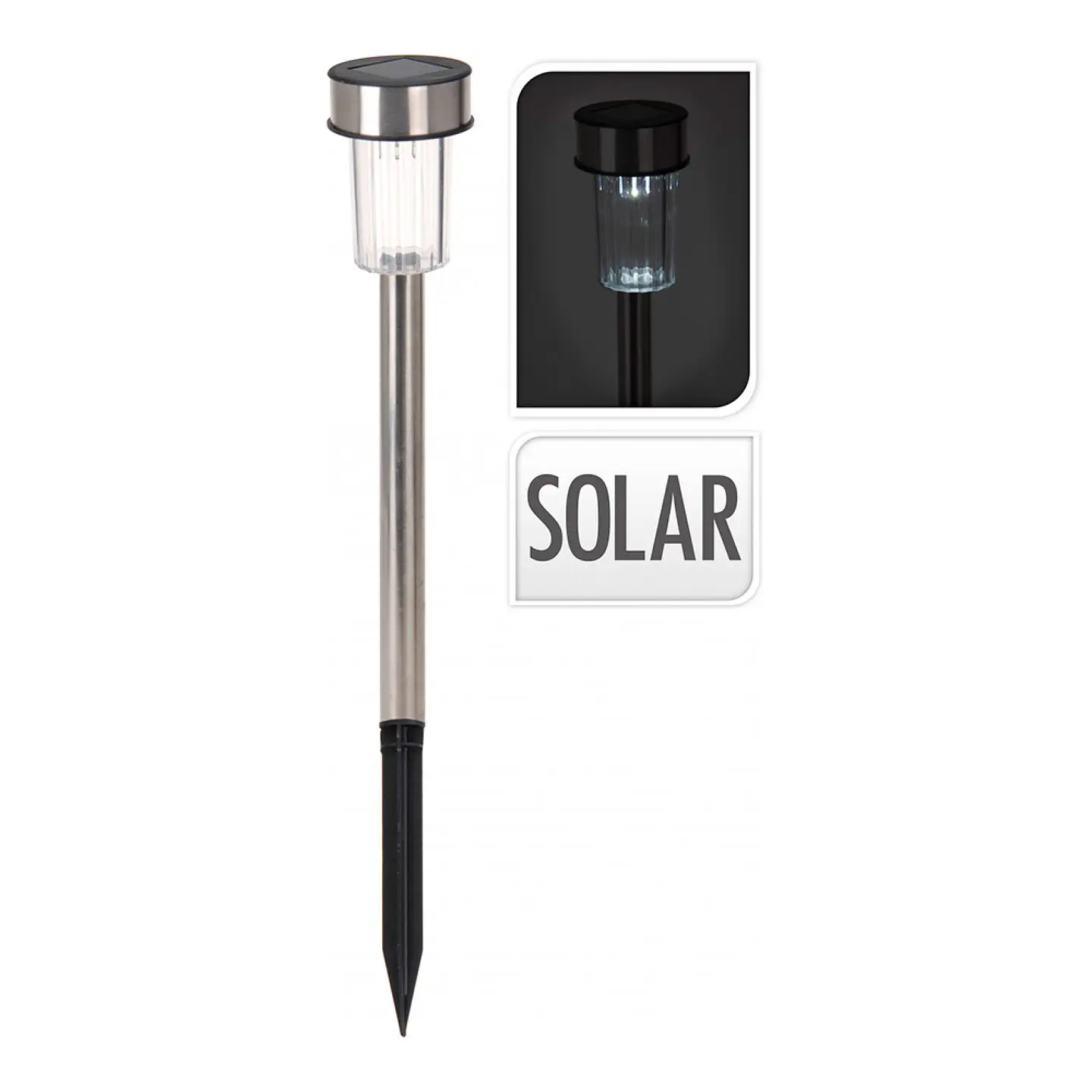 Estaca / Baliza Solar LED para Jardim 36cm em Inox (Cilindro) 1