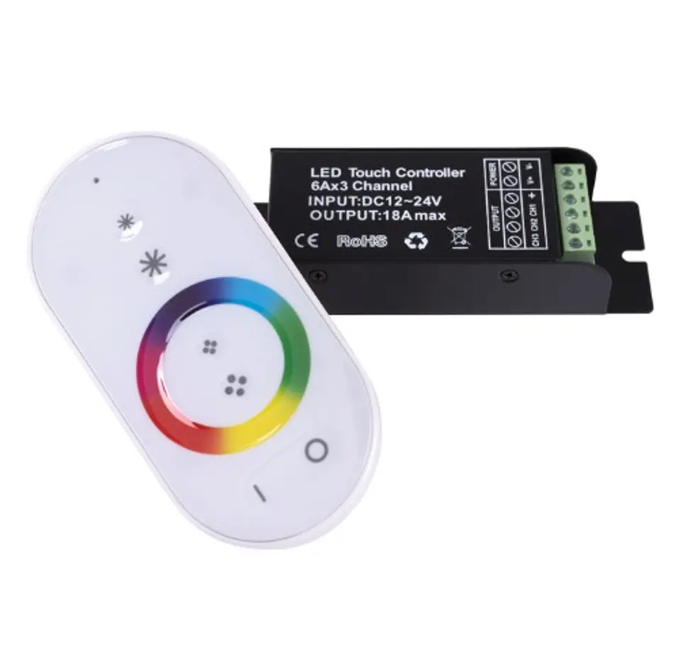 Controlador Tátil Mini com Comando RF para Fita LED RGB (12-24V) - Optonica Branco 1