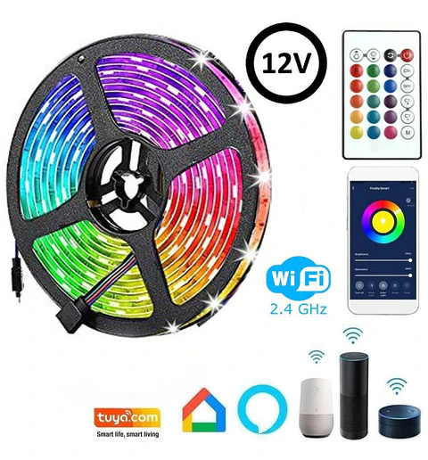 Fita LED SMART 12V RGB + WiFi + Controle Remoto SMD5050