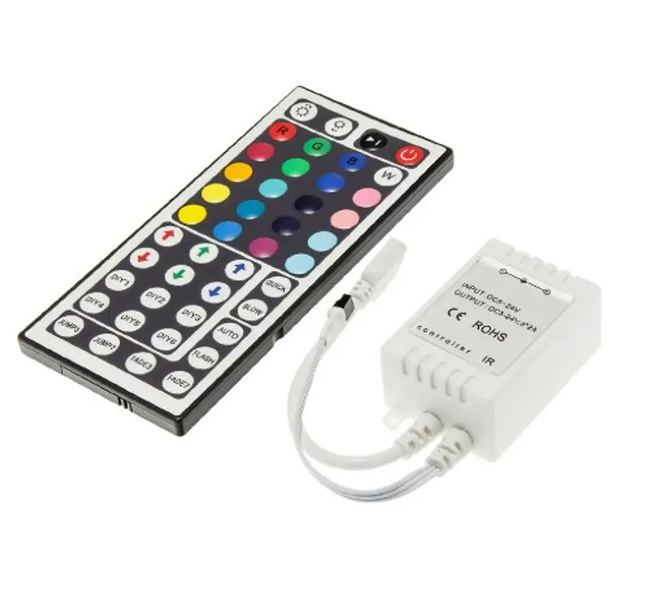 Controlador e Comando IR 44 Botões para Fita LED (144W / DC12V) 1