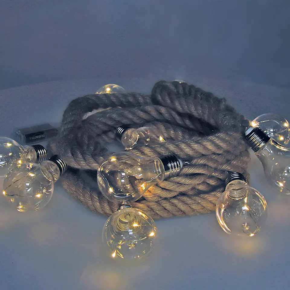 Grinalda Decorativa LED a Pilhas (Corda de Juta, Branco Quente) 3,15m - Decoration With Light 1
