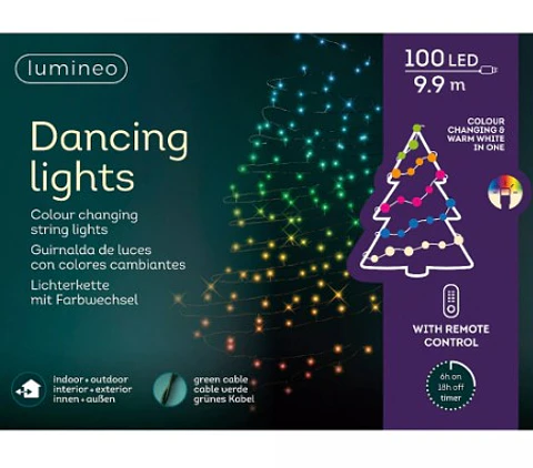 Grinalda LED Dançante com Comando Multicor 100 LEDs (IP44) 14,9m - LUMINEO