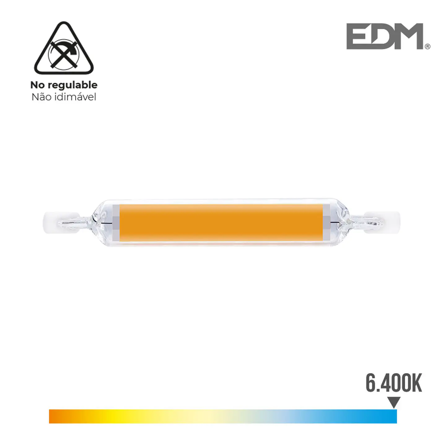 Lâmpada LED Linear R7s 118mm 12W (Equiv. 100W) 1250lm 6400K Luz Fria - EDM 1