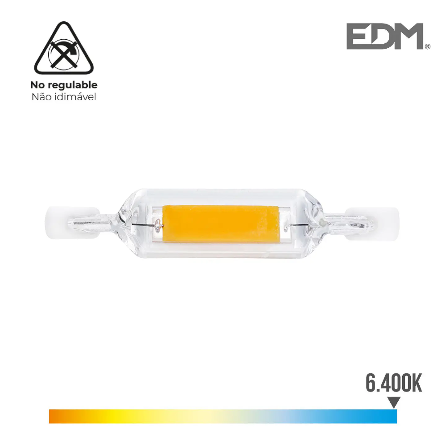 Lâmpada LED Linear R7s 78mm 7W (Equiv. 50W) 625lm 6400K Luz Fria - EDM 1