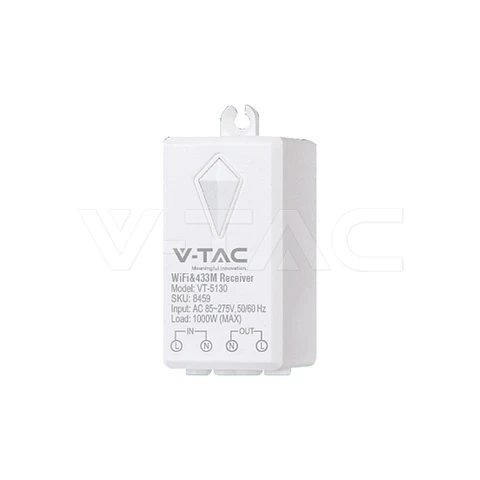 Recetor Inteligente Wi-Fi e RF 433MHz 1000W (Smart Life / Alexa / Google) - V-TAC