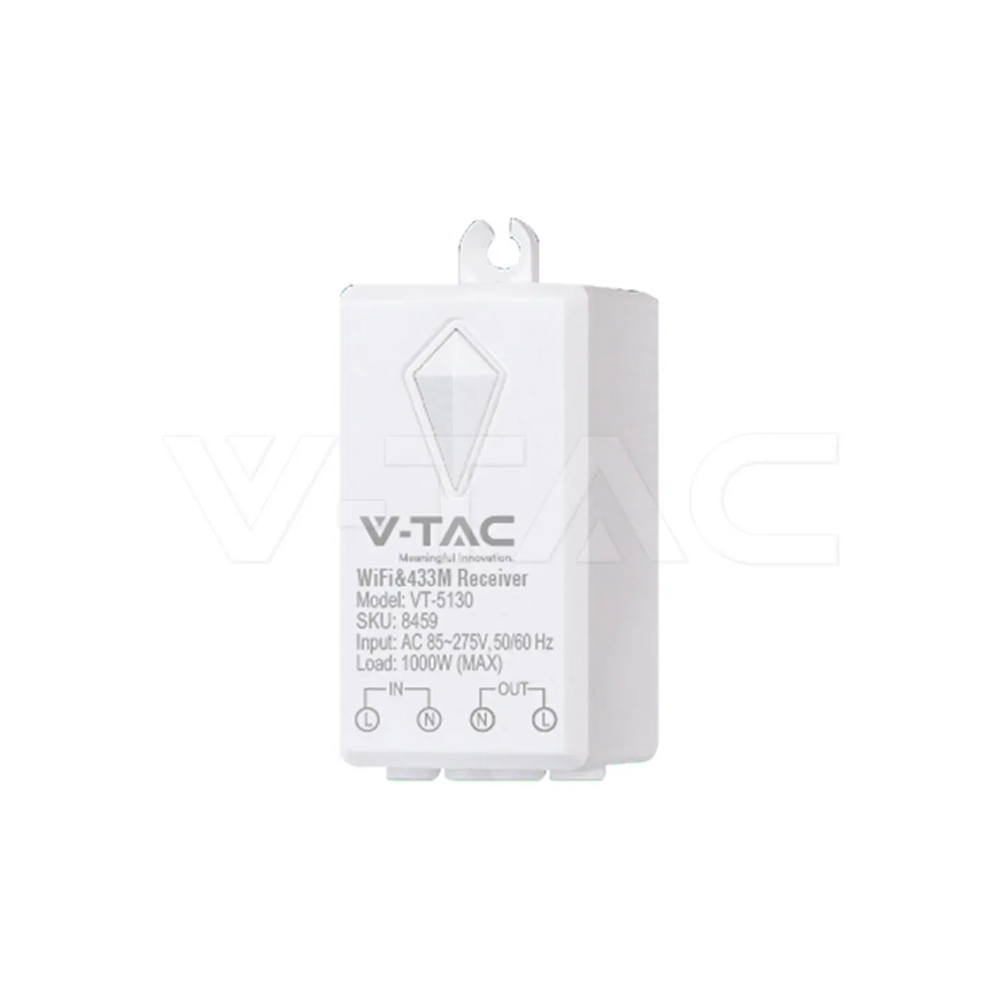 Recetor Inteligente Wi-Fi e RF 433MHz 1000W (Smart Life / Alexa / Google) - V-TAC 1