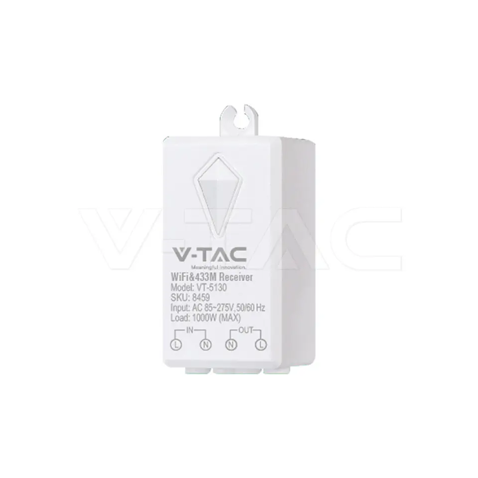Recetor Inteligente Wi-Fi e RF 433MHz 1000W (Smart Life / Alexa / Google) - V-TAC 1