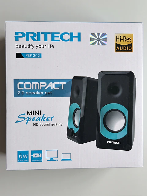 Colunas de Som PC/Portátil Compactas 2.0 USB 6W - PRITECH PBP-302