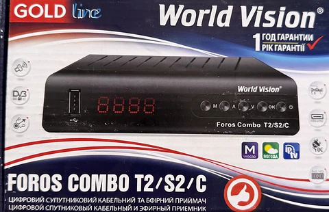 Recetor Digital Combo T2/S2/C (Satélite, TDT e Cabo) Full HD - World Vision