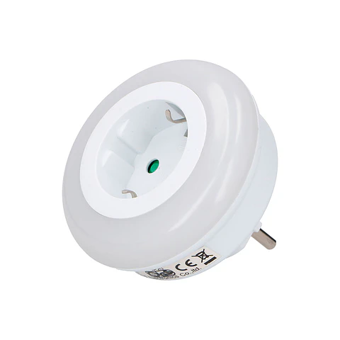Ficha com Luz LED Noturna e Sensor Crepuscular 3 LEDs (Pass-Through)