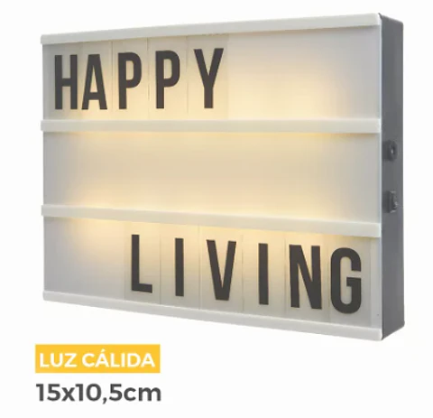 Caixa de Luz Decorativa LED (Lightbox) Branco Quente c/ 80 Letras - LUMINEO