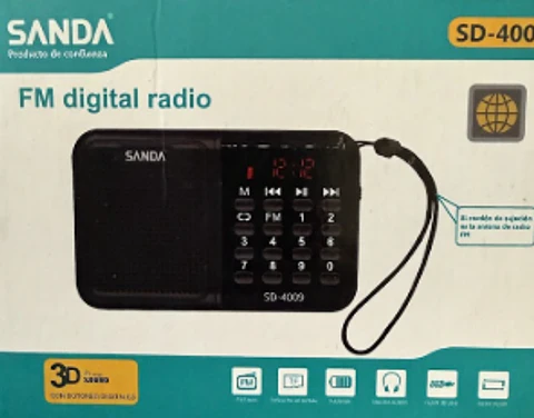 Rádio Digital Portátil FM c/ USB, Cartão TF e Teclado Numérico - SANDA SD-4009