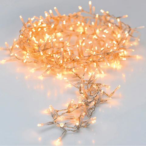 Guirlanda 120 LEDs Branco Quente c/ Cabo Transparente 12m (Exterior IP44) - BASICS