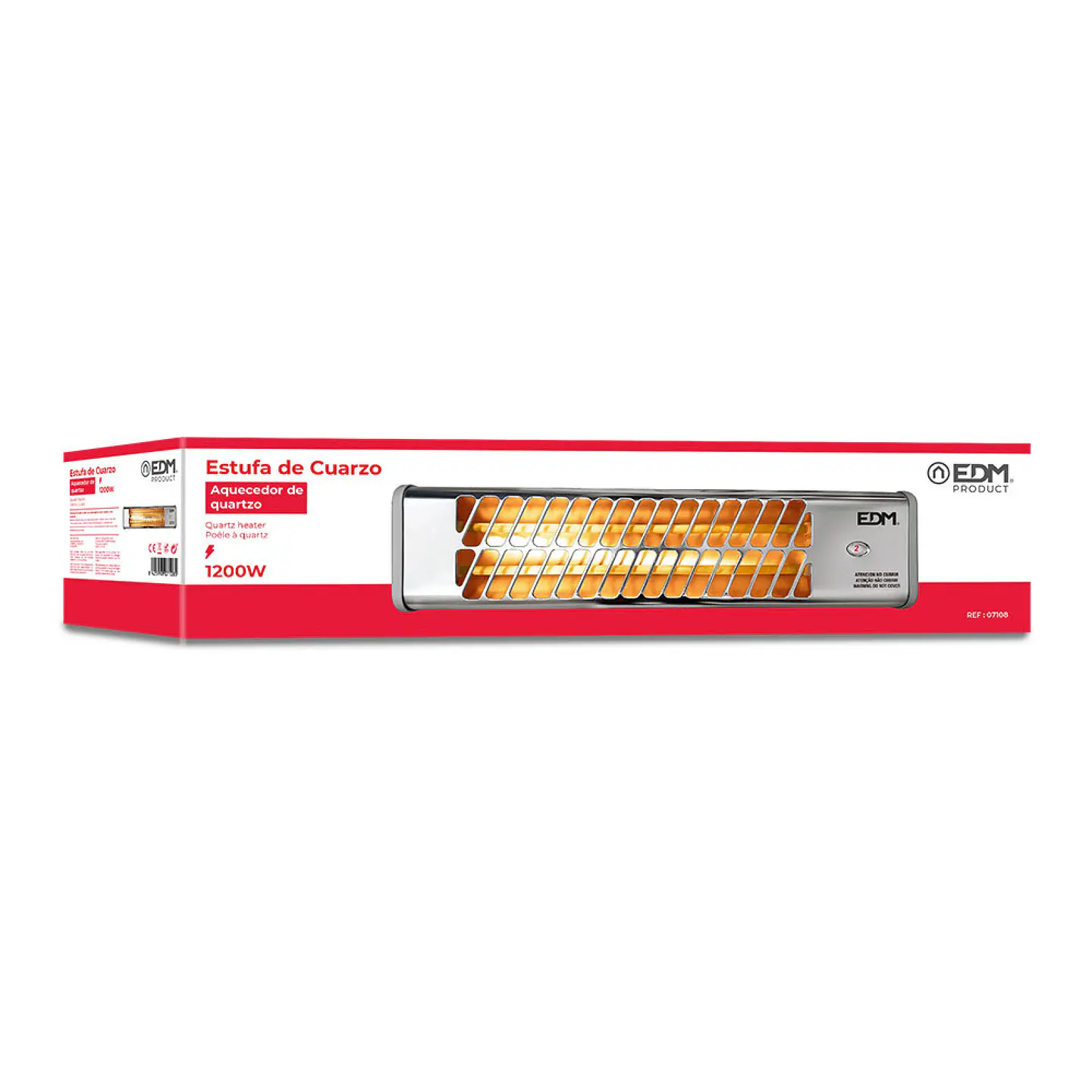 Aquecedor de Parede a Quartzo para WC EDM 1200W Orientável (Branco/Cromo) 1