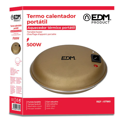 Aquecedor Térmico Portátil EDM 500W (Ouro Velho) c/ Capa Lavável