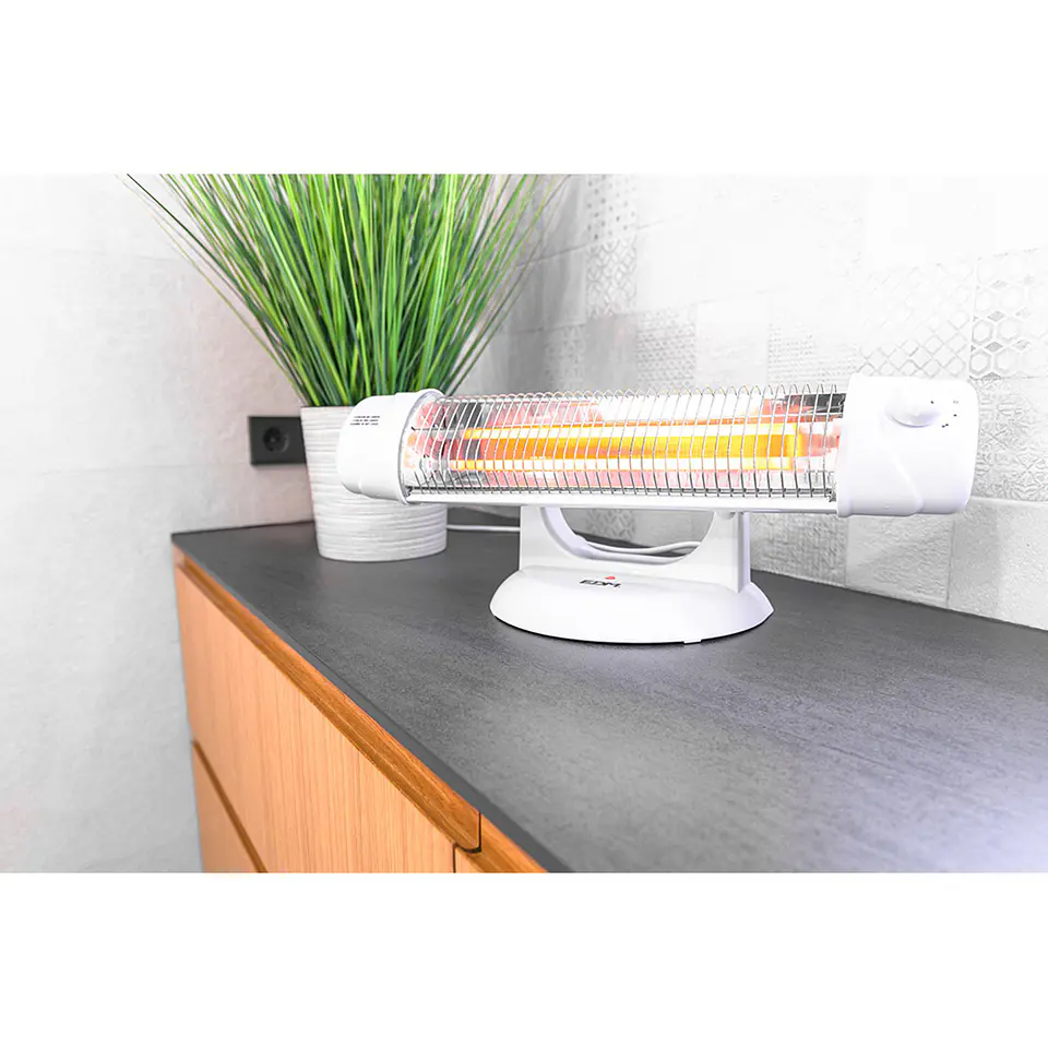 Aquecedor de Quartzo de Chão EDM 1200W (Branco) c/ Base Antiderrapante e Sistema Antitombo 1