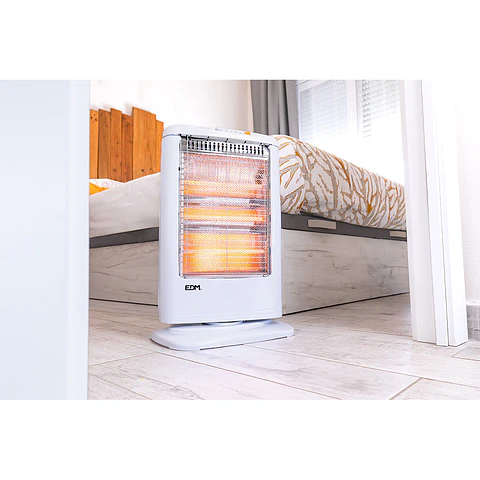 Aquecedor de Quartzo Oscilante EDM 1200W (Branco) - Modelo 3 Barras c/ Antitombo