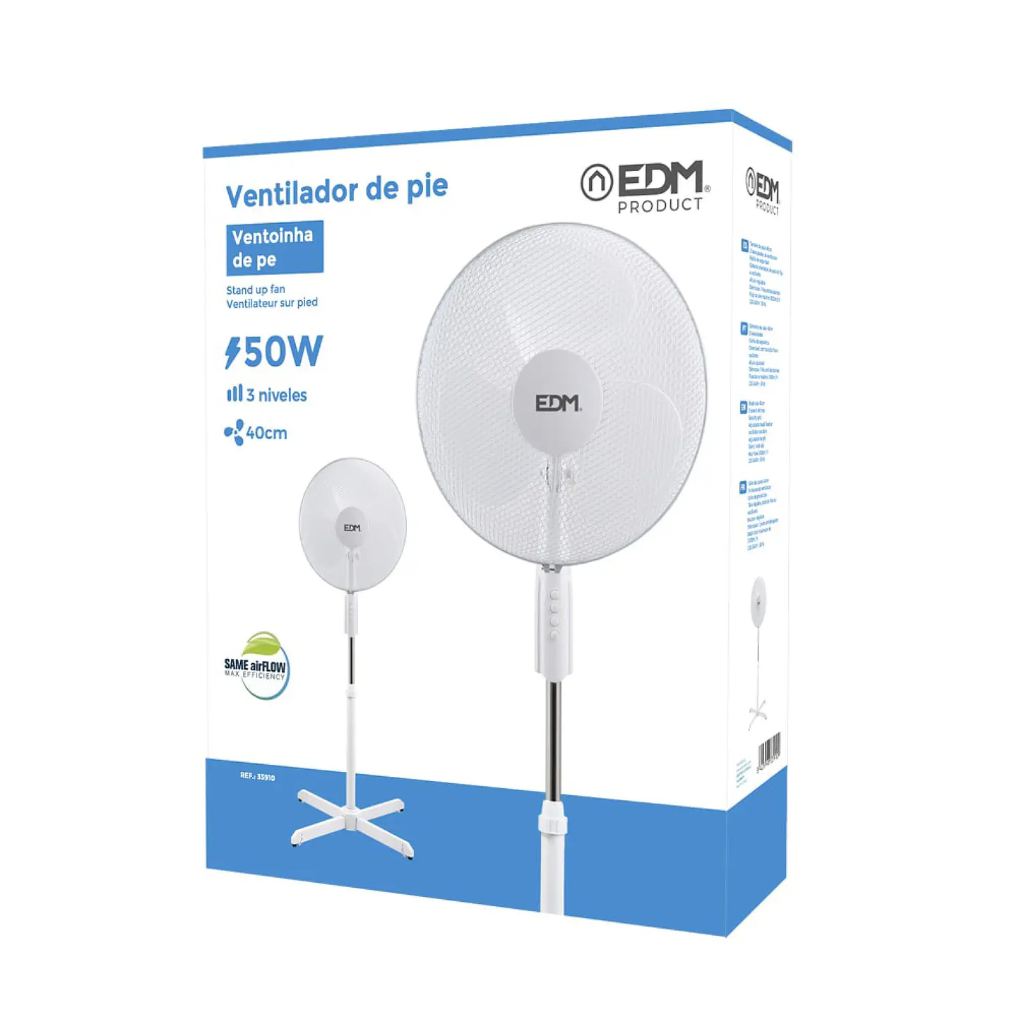 Ventilador de Pé EDM 45W Ø40cm (Branco) 3