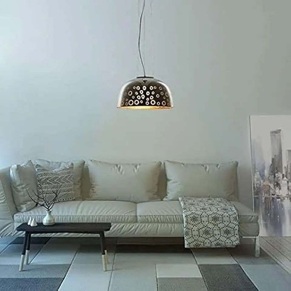Candeeiro de Suspensão Optonica E27 3D (Cromado / Motif Círculos) - Ø400mm 4