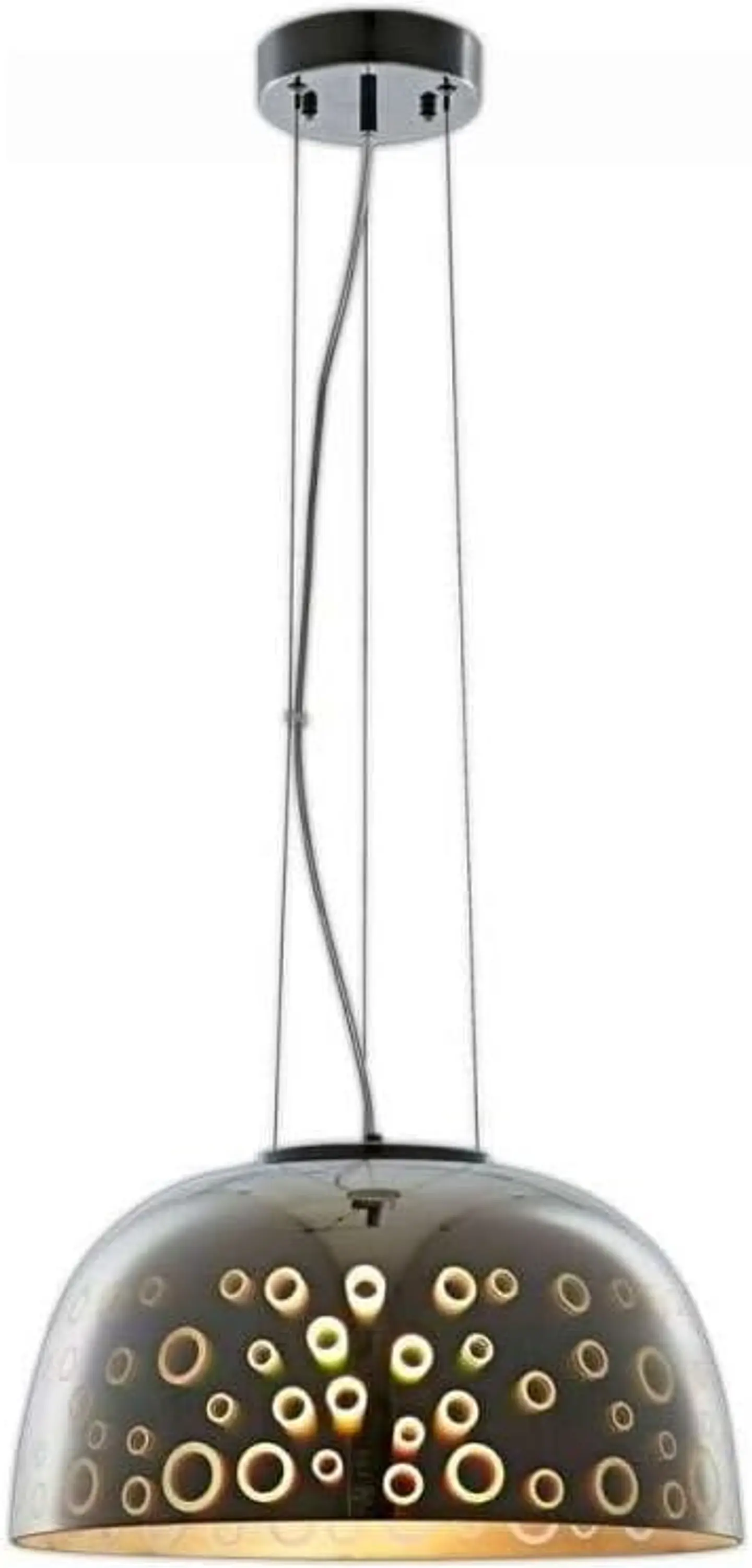 Candeeiro de Suspensão Optonica E27 3D (Cromado / Motif Círculos) - Ø400mm 5