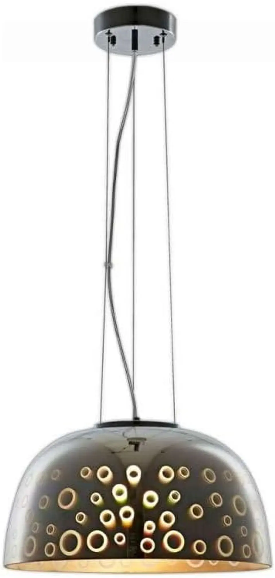 Candeeiro de Suspensão Optonica E27 3D (Cromado / Motif Círculos) - Ø400mm 5