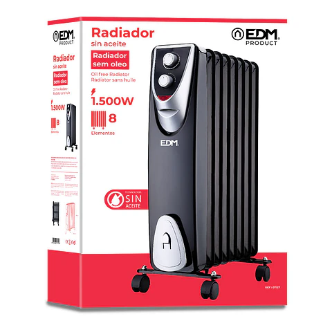 Radiador Sem Óleo EDM 1500W (Black Edition) - 8 Elementos