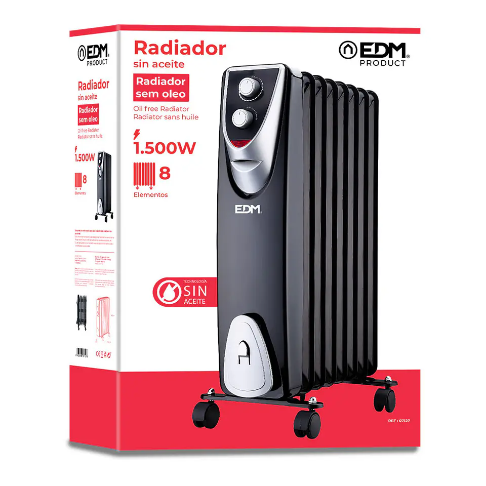 Radiador Sem Óleo EDM 1500W (Black Edition) - 8 Elementos 2