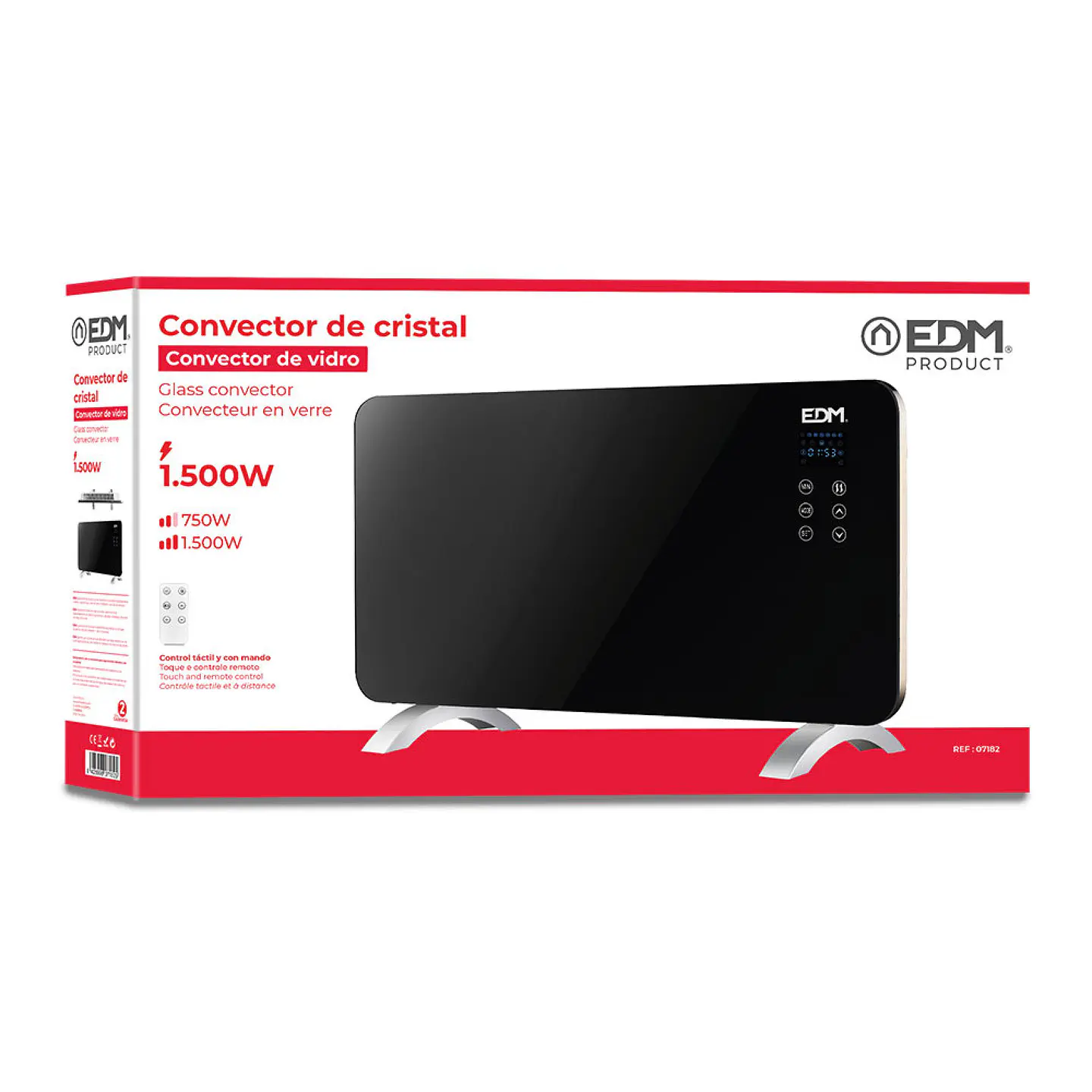 Convetor de Painel de Vidro EDM 1500W (Preto) IP24 c/ Comando - Últimas Unidades 4