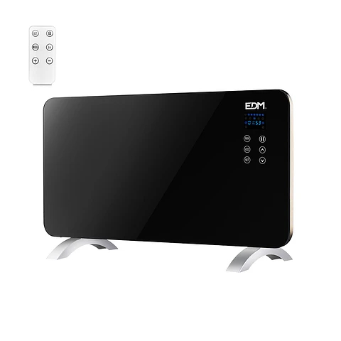 Convetor de Painel de Vidro EDM 1500W (Preto) IP24 c/ Comando - Últimas Unidades