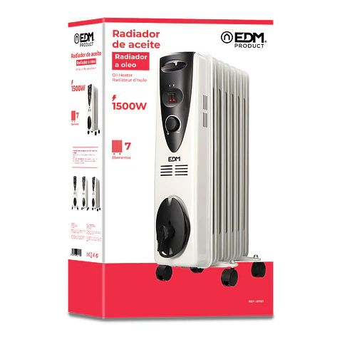 Radiador a Óleo EDM 1500W (Branco) - 7 Elementos