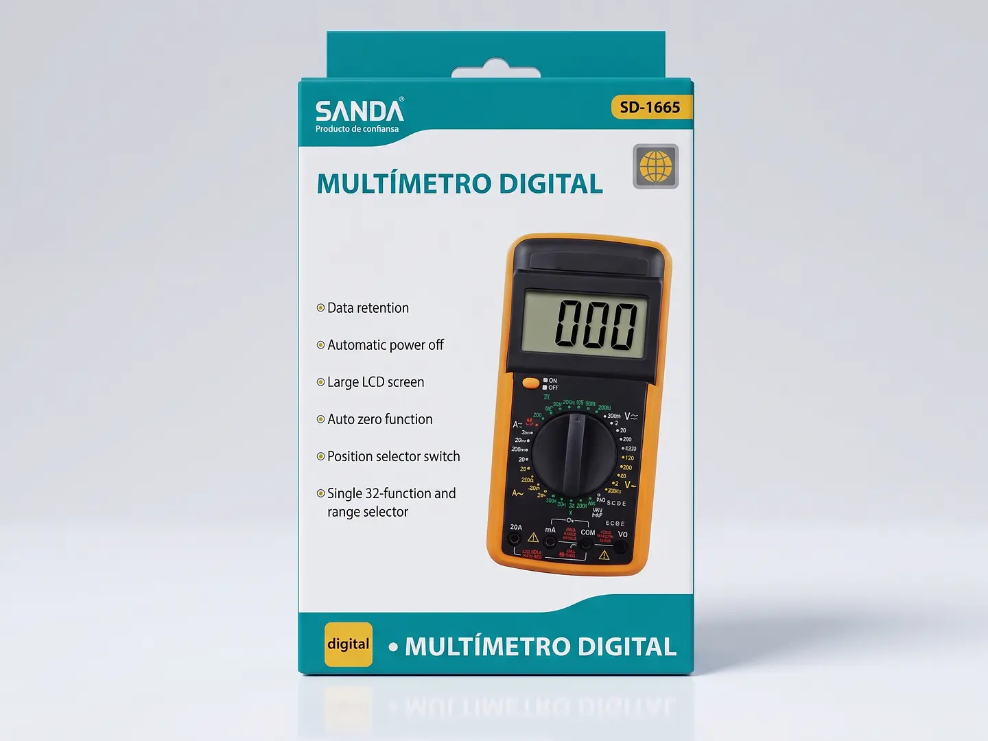 Multímetro Digital SANDA SD-1665 c/ Ecrã LCD Grande 1
