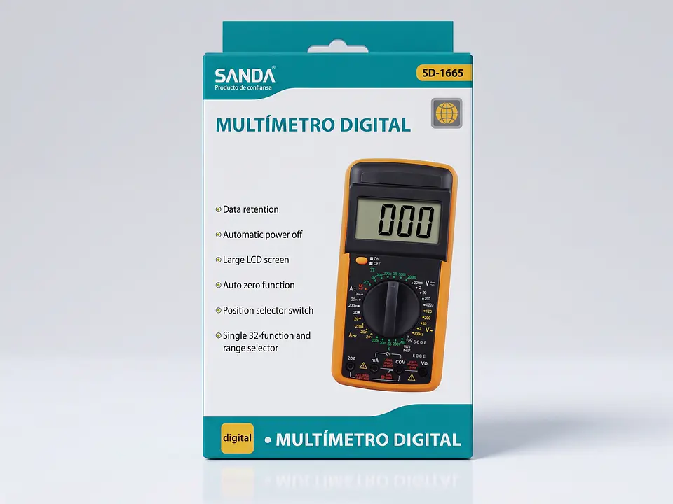 Multímetro Digital SANDA SD-1665 c/ Ecrã LCD Grande 1