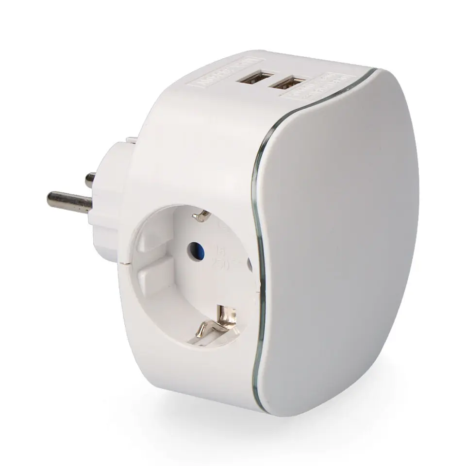 Adaptador Triplo Schuko c/ 2 USB EDM (Branco) 1