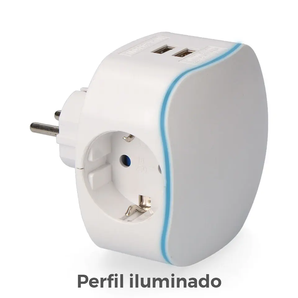 Adaptador Triplo Schuko c/ 2 USB EDM (Branco) 2