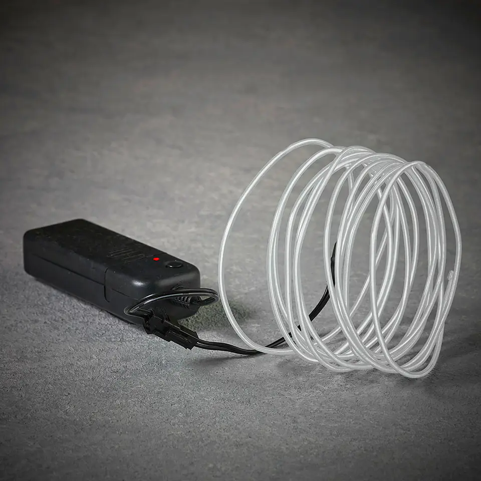 Corda Neon LED a Pilhas EDM (Branca) - 2,75 Metros 1