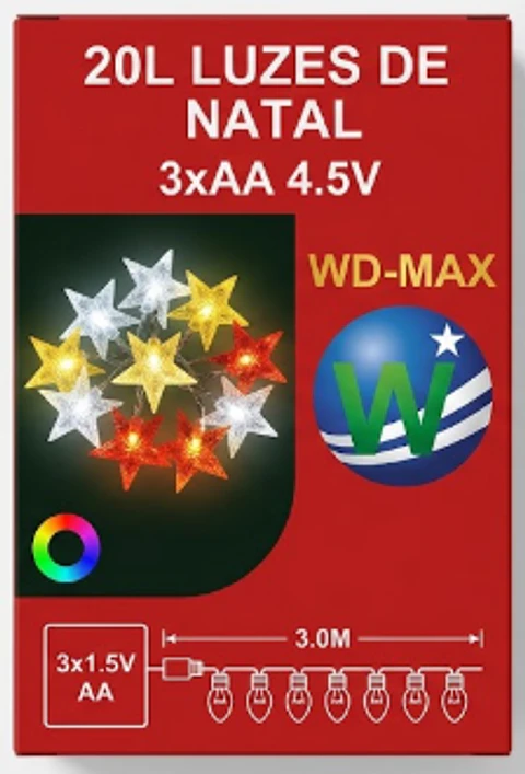 Grinalda LED a Pilhas "Estrelas" RGB Multicor - 3m