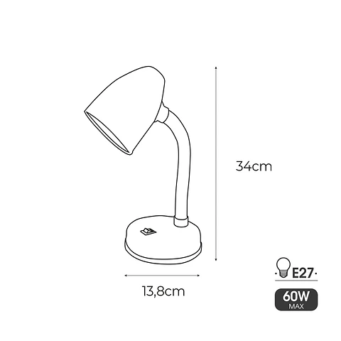 Candeeiro de Mesa EDM Amsterdam E27 Flexível - Branco