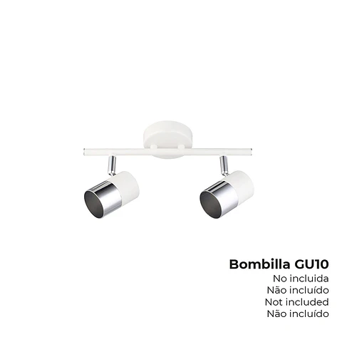 Projetor 2 Elementos EDM Moon GU10 (Cromo + Branco) - 30cm
