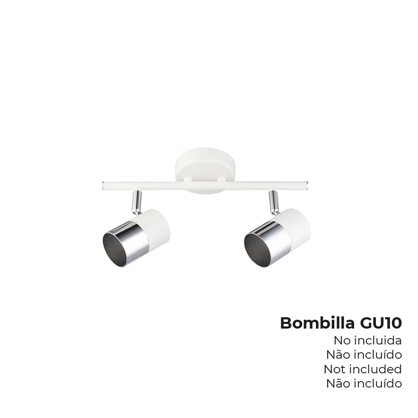 Projetor 2 Elementos EDM Moon GU10 (Cromo + Branco) - 30cm 1