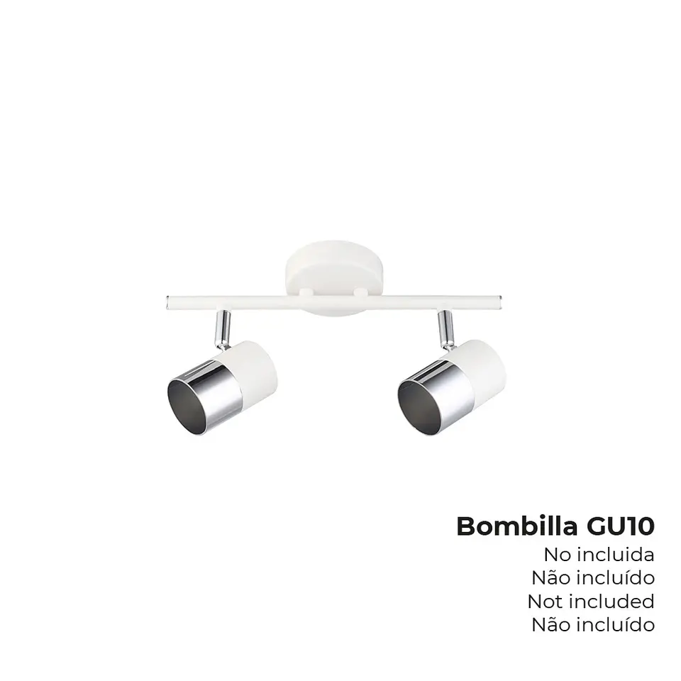 Projetor 2 Elementos EDM Moon GU10 (Cromo + Branco) - 30cm 1