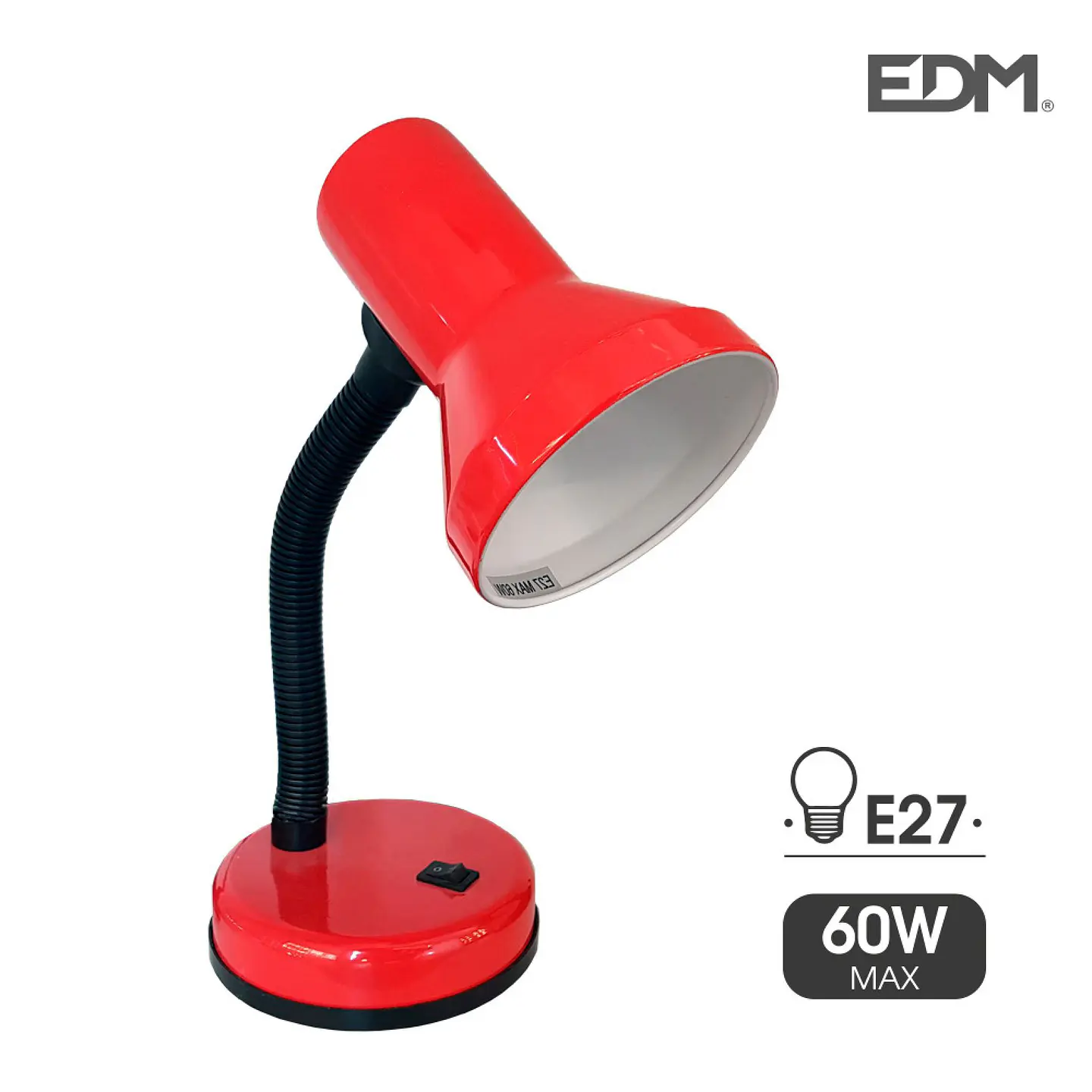 Candeeiro de Mesa EDM London E27 Vermelho - Flexo 1