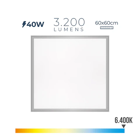 Painel LED Quadrado 40W 3200lm 6400K Luz Fria 60x60cm EDM