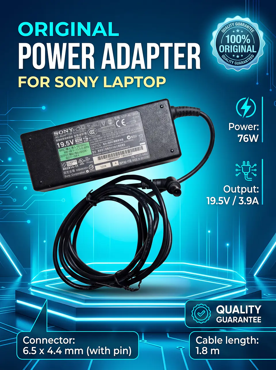 Fonte de Alimentação  19.5V 3.9A Sony Usado 1