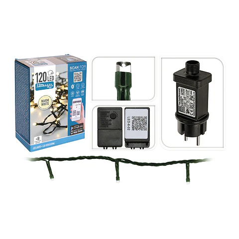 Grinalda de Luzes LED Exterior 120 LEDs Branco Quente 17m com App